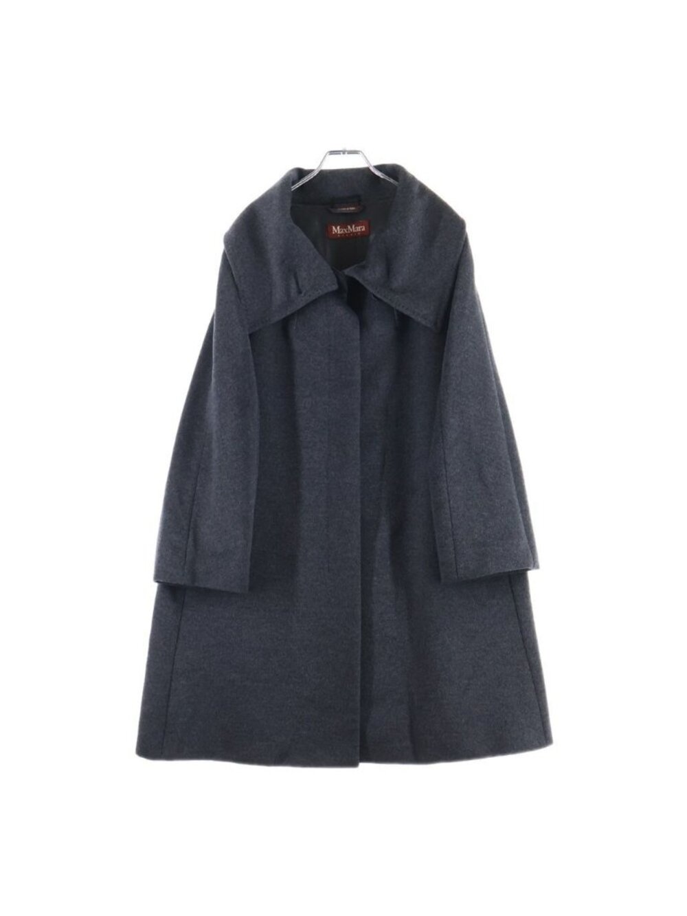 Max Mara Studio Line Stand Neck Wool Long Coat Gray